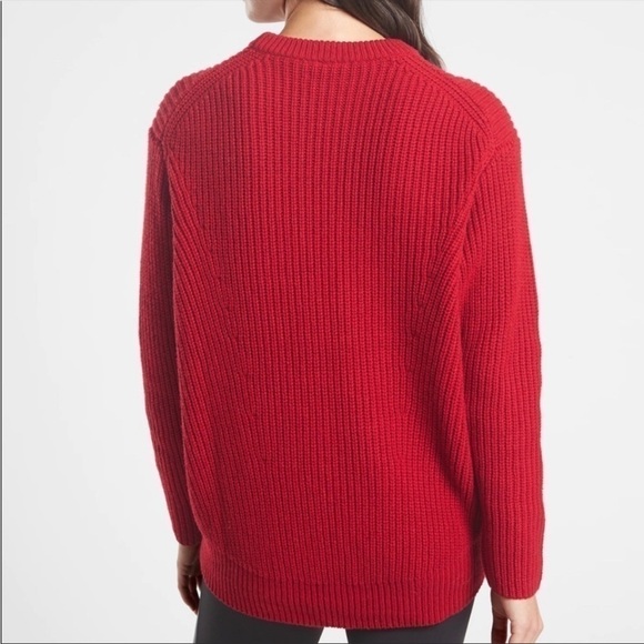 Athleta Cascades Cocoon Crew Neck Sweater Wool Blend Red Size S NWT - Picture 3 of 13